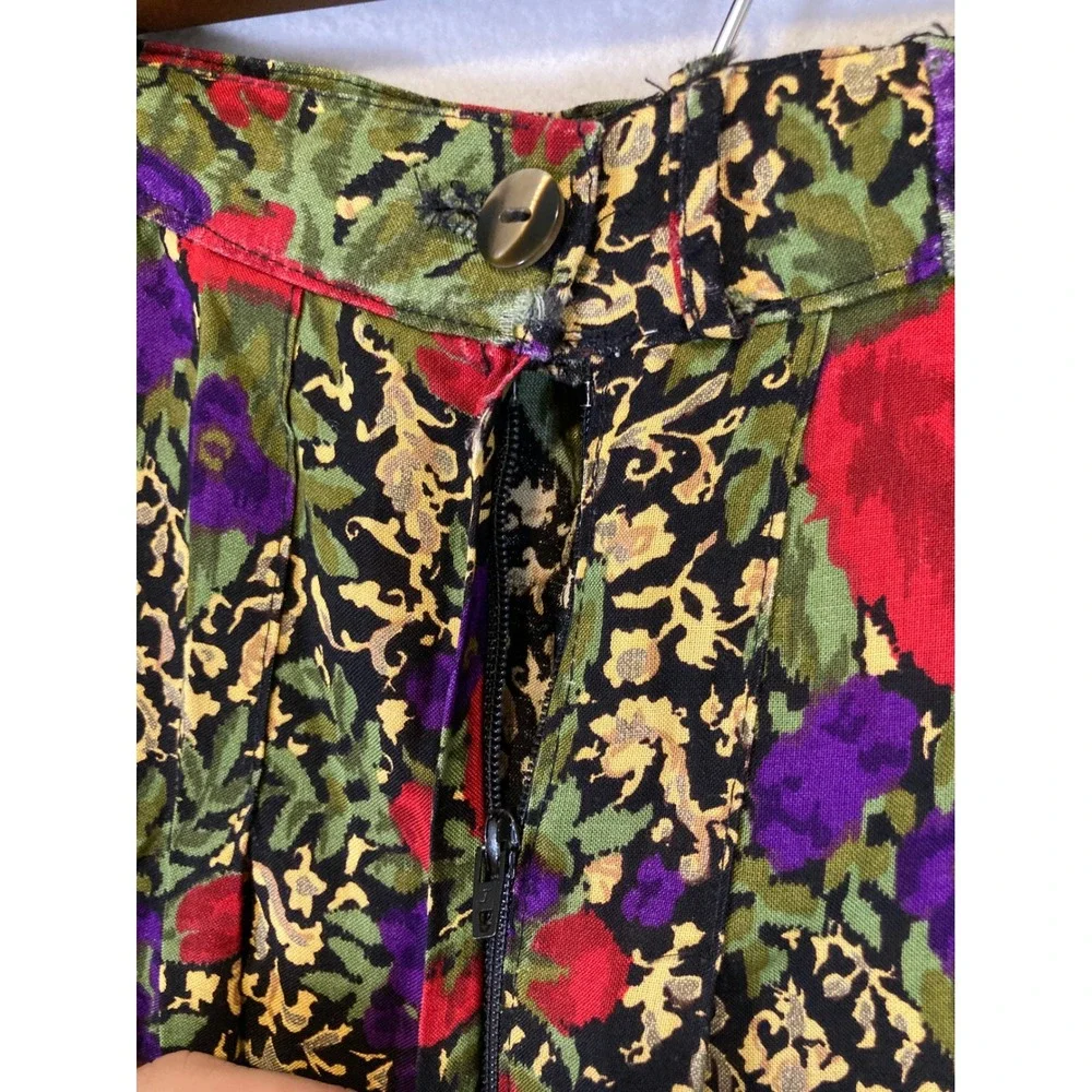 Vintage Norton McNaughton Womens 14 Multicolor Floral Pleated‎ Rayon Midi Skirt